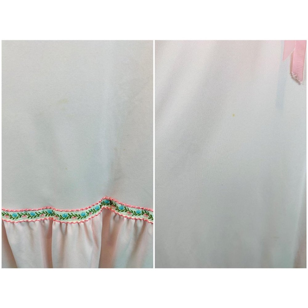Vintage 70s Maxi Dress Womens S Light Pink Accordion Pleat Flutter Bodice Vicky - Picture 10 of 10